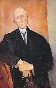 Seated Man with Orange Background (mk39) Amedeo Modigliani